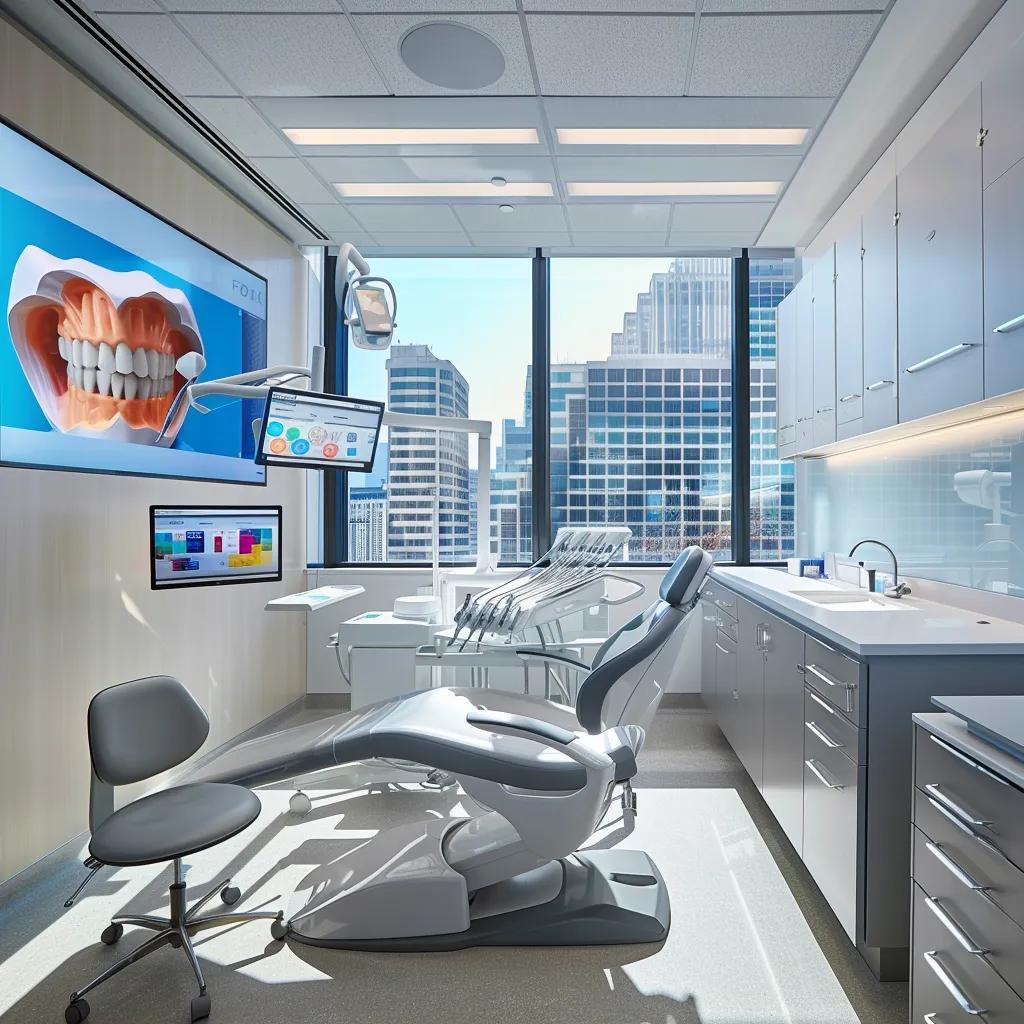 Dental patient in chair discussing symptoms with a dentist during an appointment.