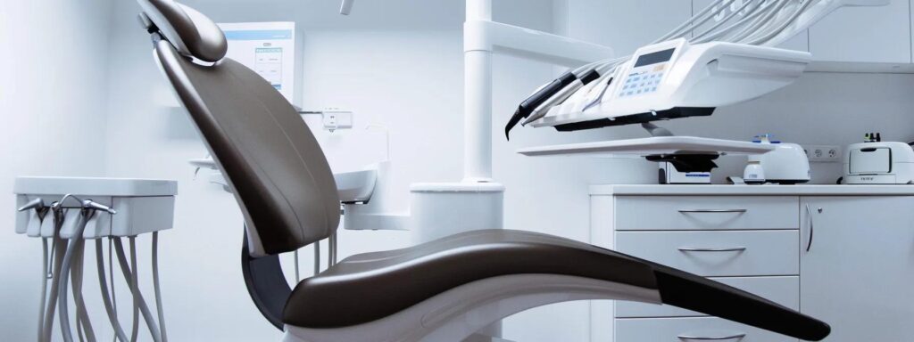 a bright, modern dental clinic interior features a polished dental chair and advanced imaging equipment, emphasizing the importance of regular dental check-ups with a welcoming atmosphere.