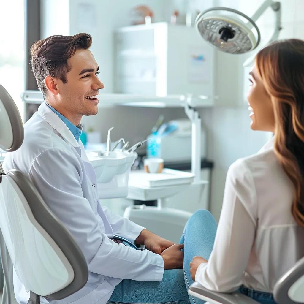 Dental clinic scene with a dentist and patient showcasing a welcoming environment for dental procedures